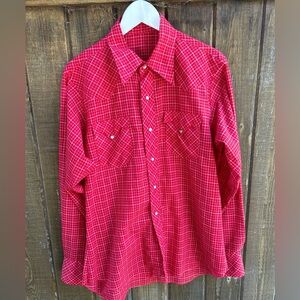Vintage Western Red Plaid Button-Up Shirt